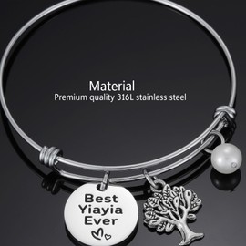 HUTIMY Yiayia Bracelet Gifts for Grandma Bangle World'S Best Yia Yia Birthday Jewelry for Yiayia Jewelry