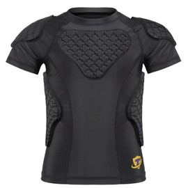 DGQY Pro Protection Youth Football Padded Shirt with EVA Foam Protection - Breathable Compression Shirt for Kids & Teens Chest, Shoulder & Rib Guard Wear Under Jersey for Football, Rugby