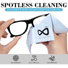 INFICRIME Microfiber Glasses Cloth 15 Pack (6x7 Inch) - 5 Assorted Colors - Premium Soft Scratch-Free Cleaning for Eyeglasses, Screens, Phone, Camera Lenses & Electronics