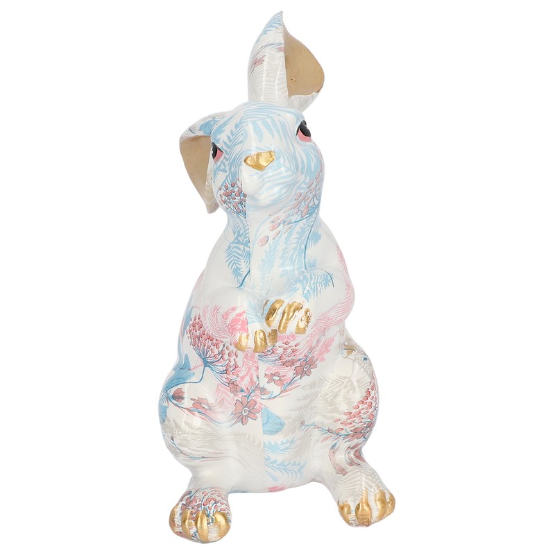 Rabbit Statue Nordic Style Handcrafted Painted Resin Rabbit Desktop Ornament