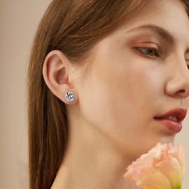 FIBO STEEL 3 Pairs Gold Knot Earrings For Women Men 14K Gold Plated Woven Ball Stud Earrings Simple Post earrings For Women Silver Tone