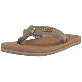 Sanuk Fraidy Stacker X Grateful Dead Flip-Flop, Natural, 4-5 US Unisex Big Kid