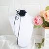 Wendalern Flower Pearl Choker Necklace for Women Black Satin Rose