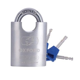 Oxford CS-09 Stainless Steel Marine Proof Padlock - 5 year warranty - Silver, 50mm