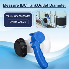 IBC - Válvula de mano, adaptador de asas IBC de rosca gruesa de 2.95 pulgadas, DN50 de 2.953 in, repuesto de conector de válvula de mariposa de drenaje (válvulas de mariposa integradas, DN50)