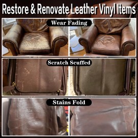 Leather Recoloring Balm Medium Brown Dye Vinyl Car Interior Boat Seat Paint Crafts Furniture Couch Recliner Chair Boot Jacket Shoe Bag Purse Belt Color Restorer Fading Stain Scratch Remover Repair