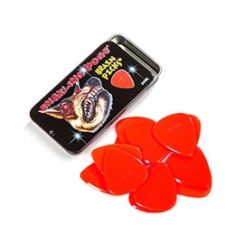 D'Andrea - Púas para guitarra de nailon con cerebro para perro, paquete de 12 con caja de lata (rojo, 0,73 mm)