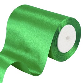 4 Inch Wide Green Ribbon 22m,10cm Green Satin Ribbon Fabric Large Solid Satin Ribbon,Polyester Ribbon for Gift Wapping,Door,Chair,Window,Wedding Car,St Patrick Day Decoration