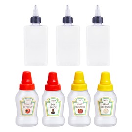 EOWVISN 3 Pieces 100Ml Oil Bottle And 4 Pieces Sauce Bottle, Multi-Function Liquid Dispensing Bottle, Mini Seasoning Bottle, Portable Squeeze Bottle, Kitchen Tools.