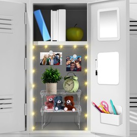 LemonRoad 11 Pcs White Locker Accessories with Shelf Includes Magnetic Mirror and Whiteboard Magnetic Pen Holder and Book Stand Locker Organizer Decoration for Back to School Party Essentials