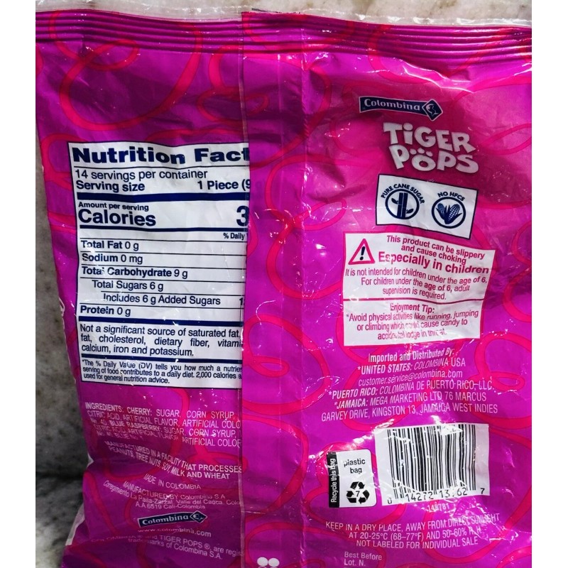Tiger Colombina Tiger Pops Very Berry 14 Pops 4.5oz-Great For