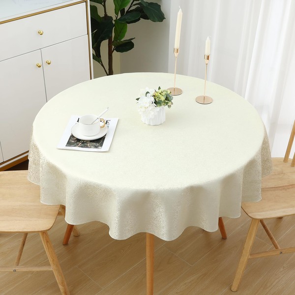 Spotjoy Tablecloth Washable Round 140 cm Polyester Table Linen Jacquard