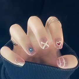 Set of 24 Nail Tips, Short Nails, Cute, Elegant, Fake Nails, Receptions, Parties, After-parties, Entrance Ceremonies, Graduation Ceremonies, Kindergarten Entrance Ceremonies, Coming of Age Ceremonies