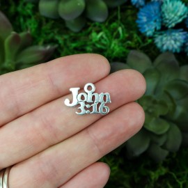 Unbranded John 3:16 Charms - Antiqued Silver Color - Daily Devotional Bible Verse 25pcs