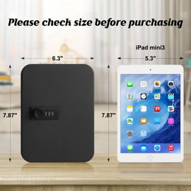 KYODOLED 20 Key Storage Lock Box with Code, Key Cabinet Organizer Wall Mount with Combination Lock, Key Hooks & Labels, 7.87 x 6.3 x 3.14 in, Black | KYODOLED