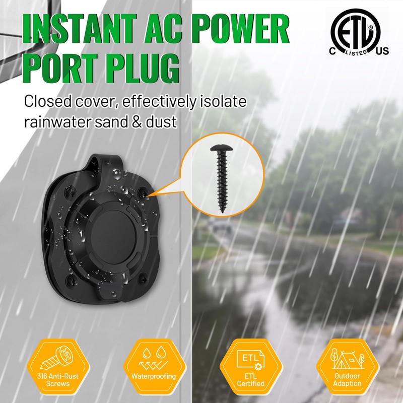 15A 20 Inch AC Port Plug,125V RV Shore Power Inlet