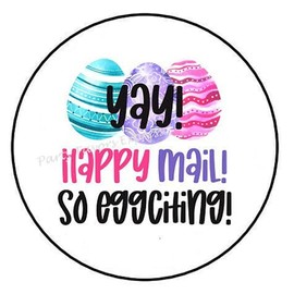 1.5" Inch Yay Happy Mail Easter Eggciting Stickers - Happy Mail Stickers - Easter Stickers Envelope Seals Labels - D #AA61RK (180 Pcs)