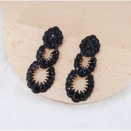 BiBeary Women's Pendant Earrings Hanging Flower Crystal Vintage Style Art Deco Prom Party Marquise, Crystal