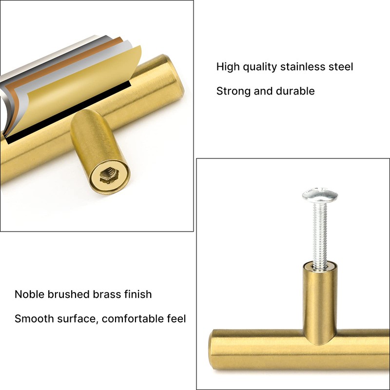 LONTAN 15 Pack Gold Cupboard Handles 128mm Gold Kitchen Handles
