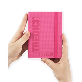 COMIX U YOURSELF 2024-2025 Mini Daily Diary, 13 Month Diary, with Soft PU Cover, Elastic, Expandable Pocket and 384 Pages, Ideal for School and University, 4.3 x 6 inches, Pink