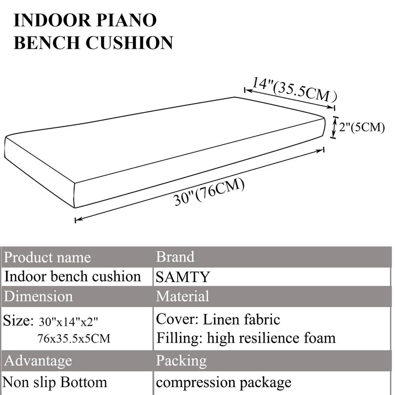 Piano Bench Cushions with Non Slip for Indoor Shoe Storage,