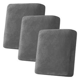 ANARACHON Sectional Couch Cushion Covers 3 Pieces Velvet Separate Couch Cover Stretch Sofa Slipcover Washable Furniture Protector for Sectional Sofa (3 Cushion Sofa, Grey)