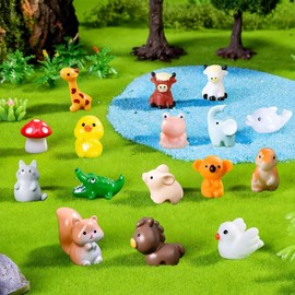 Kzyapi 42Pcs Mini Resin Animals 42 Styles Tiny Resin Animals Figures Variety Pack Miniature Little Small Garden Decor Landscape Accessories Dollhouse Hide Crafts Aquarium Toys
