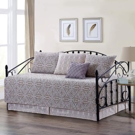 Home Soft Things 6 Piece Quilted Microfiber Daybed Bedding Cover Set, Soft Lightweight Cozy All Season Coverlet Quilt Set with Bedskirt, Matching Shams, Decorative Pillow, 75" x 39", Emma Teal