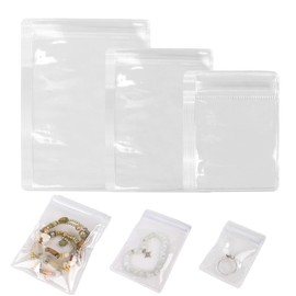 Klmnop 240 Pcs Clear PVC Jewelry Bags, Plastic Transparent Storage Pouches Anti Tarnish Small Zipper Bags for Holding Jewelries, 2 X 2.8 Inch, 2.8 X 4 Inch, 3.5 X 5 Inch