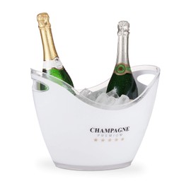Relaxdays 10028655 Champagne Cooler, Premium 6 L Volume, Drinks Cooler, H x W x D: 25.5 x 34.5 x 26 cm, White