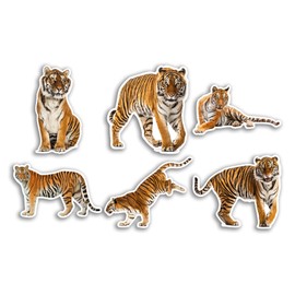 6 x 10cm Tiger Vinyl Stickers - Wild Safari Animal Funny Pattern Nature Pets Face Wild Girls Boys Travel Scrapbooking #80795