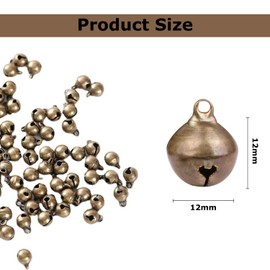 JDCMEI Pack of 100 Vintage Bells in Bronze, Vintage Bells in Bronze 12 mm with Eyelets Bronze Bells for Hanging Crafts, Jewellery, Festival Decoration, Pet Bells