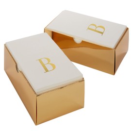 Luxe Party Gold Foil Monogram Letter B Dinner/Guest Airlaid Napkins, 56 Pack – Elegant Disposable Napkins for Weddings, Parties, and Special Events (13” x 16”) – Presented in a Luxurious Gold Box