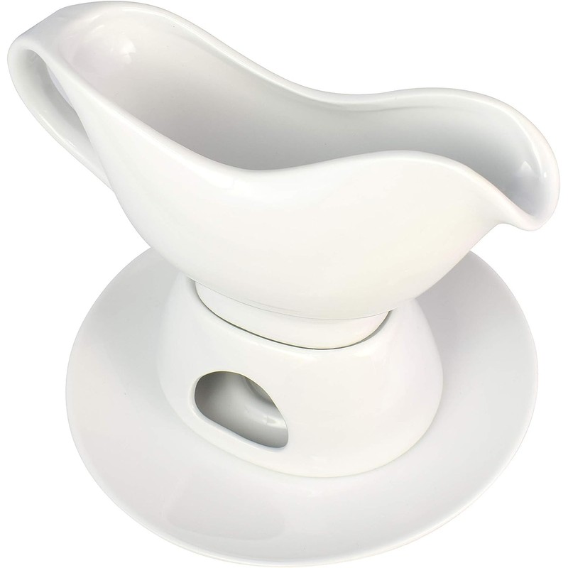 KOVOT 12 Ounce Gravy Boat, Warming Stand & Tray |