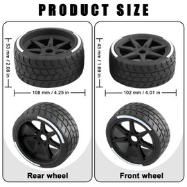 1/7 1/8 RC On Road Racing Tires and Nylon Wheels 17mm Hex RC Upgrade Part for ARRMA 1/7 Felony Infraction FS Racing Mustang Model GT KM Rally 1/8 HongNor X3GT Serpent (4PCS/Set)
