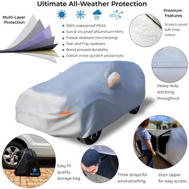 EzyShade 10-Layer SUV Car Cover Waterproof All Weather. See Vehicle Size-Chart for Accurate Fit. Outdoor Full Exterior Covers for Automobiles Heavy Duty Tarp Jeep Rav4 CRV. Size S5 (See Size Chart)