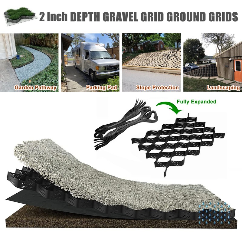 MIWOOYY 2" Thick Gravel Ground Grid 9ft x 17ft -