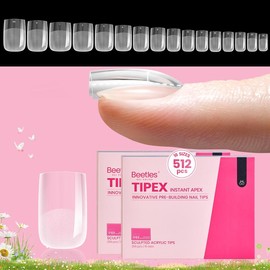 Beetles Tipex Instant Apex Nail Extension Tips Kit Almond/Coffin/Square/Oval/Stiletto/Squaoval Shape Thick Acrylic Nail Flat Nails Manicure Gel press ons Nail Art DIY Nails Art mothersdaygift:_Medium Oval 16Sizes 224Pcs(Kit)