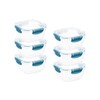 Superio Plastic Food Storage Containers, Airtight Lids, 30 oz., Blue, 6 pack