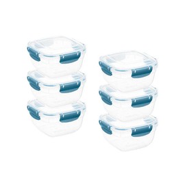Superio Plastic Food Storage Containers, Airtight Lids, 30 oz., Blue, 6 pack