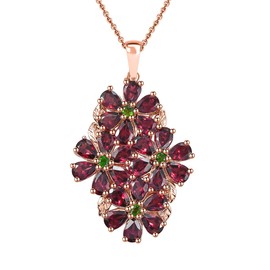 Shop LC Rhodolite Garnet 925 Sterling Silver 18K Vermeil Rose Gold Plated Flower Pendant Necklace for Women Jewelry Birthday Gifts Size 20" Ct 9.63