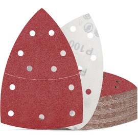 KONGMING 50 Pcs Mouse Sanding Pads 100 Grit 11 Hole Detail Sander Paper for Multi Electric Sander