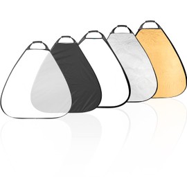 Selens 5-in-1 Reflector 80 cm Triangle Reflectors Photography Portable Foldable Gold/Silver/White/Black/Transparent Light Reflector with Carry Bag for Portrait Outdoor Photo Studio Video