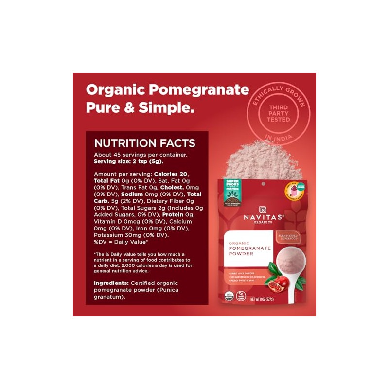 Navitas Organics - Polvo de Granada Orgánico, 227 g
