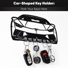 MOOH Car Key Holder for Wall - Metal Automotive Key Holder with 6 Hooks - Unique Car Gift for Men, Women, Car Lovers & Enthusiasts - Cool Man Cave Decor