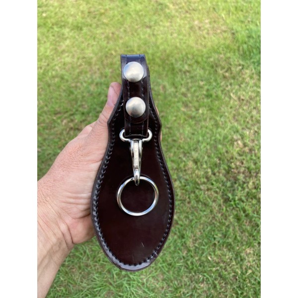 Don Hume Plain Cordovan Brown Clarino Gloss Leather Key Strap