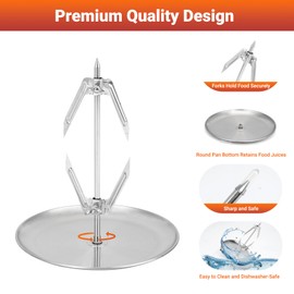 Skyflame Al Pastor Skewer for Grill, Brazilian Spit Stand with Two Removable Meat Forks and Spikes (9" & 11.8"), Stainless Steel Shawarma Skewer Stand for Tacos Al Pastor, Kebabs, Chicken, Brazilian