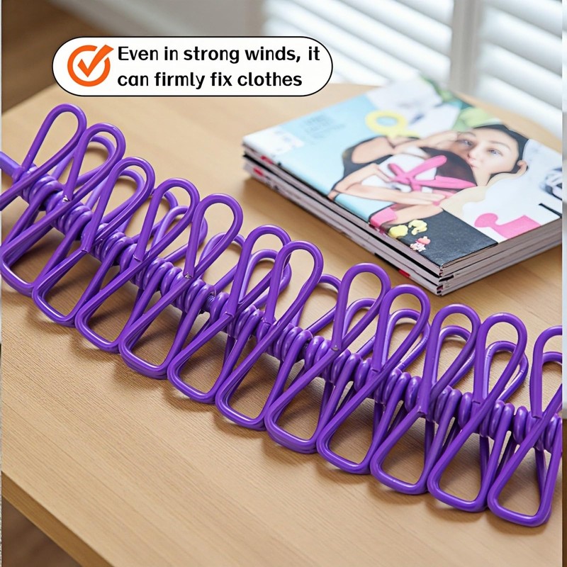 Portable Clothesline with 12 Clips - Extends 12ft, Heavy Duty