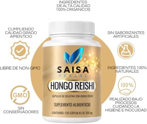 Hongo Reishi Orgánico Puro Con 120 Cápsulas Saisa Herbal