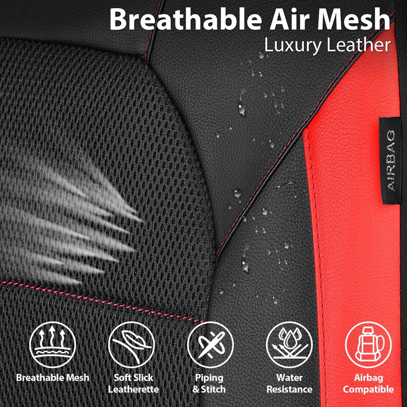 CAR PASS Leather Car Seat Covers Front Seats Only, with